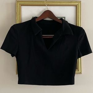 Black Collared Crop Top
